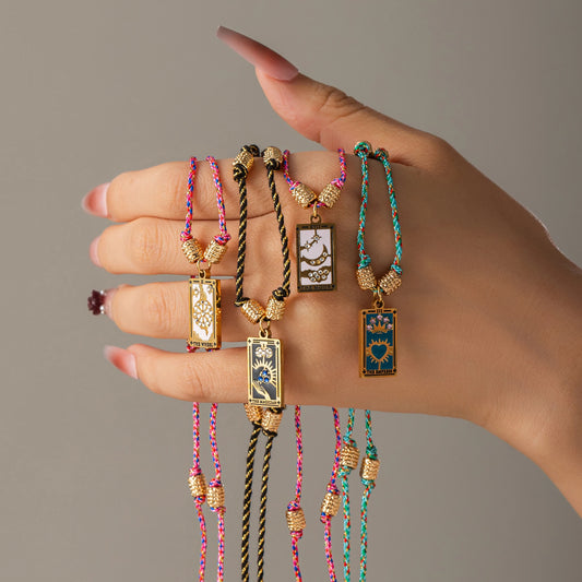 Cotton Rope Tarot Card Pendant Necklace