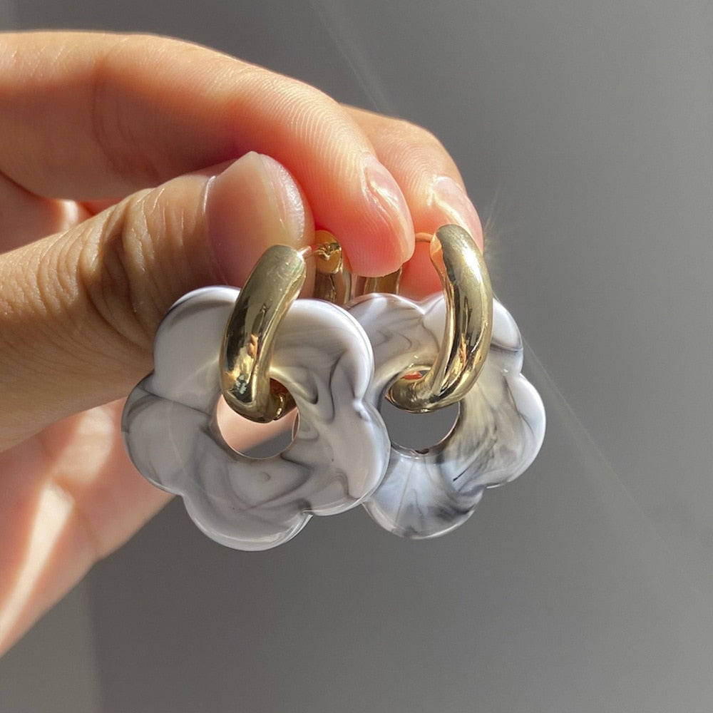 Acetate Flower Hoop Earrings