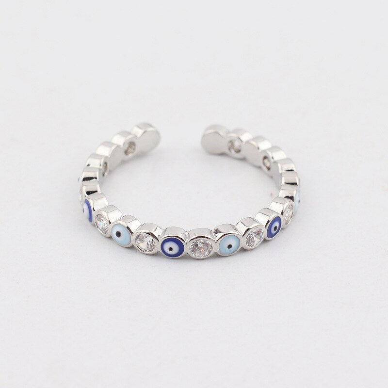 Evil Eye Zircon & Enamel Micro Ring