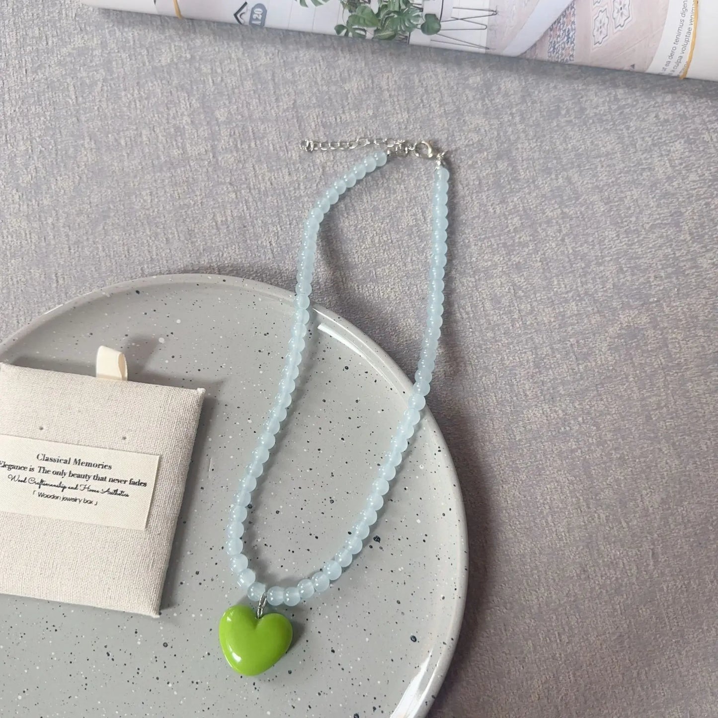 Beaded Heart Pendant Necklace