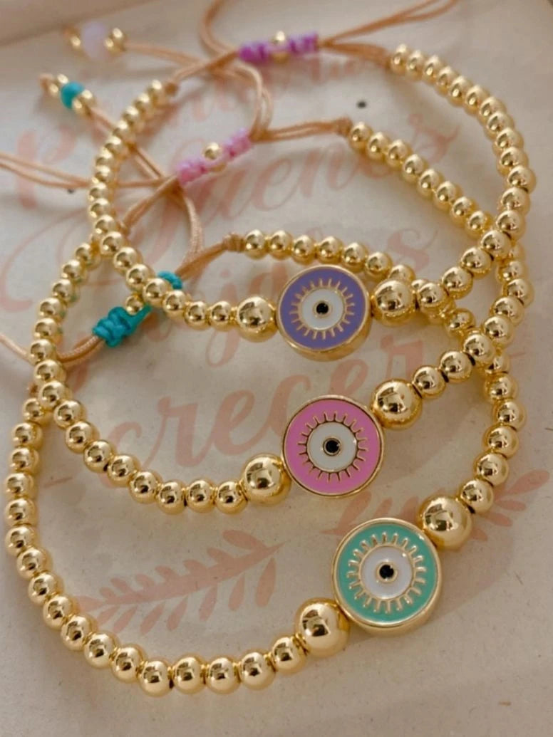 Pastel Evil Eye Beaded Bracelet