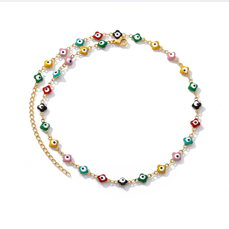 Dainty Enamel Evil Eye Choker Necklace