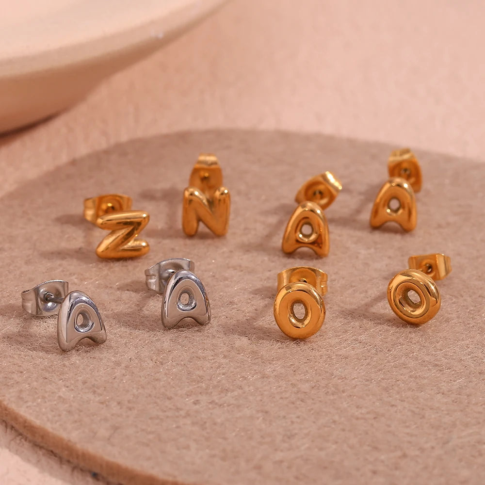 Mini Bubble Letter Stud Earrings