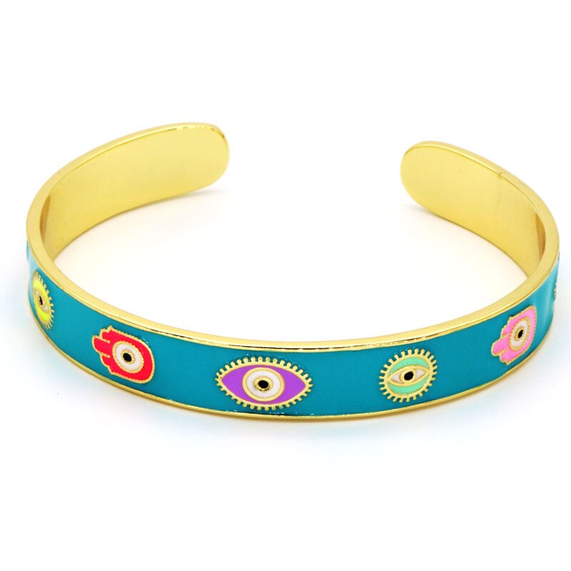 Evil Eye Adjustable Open Cuff Bangle