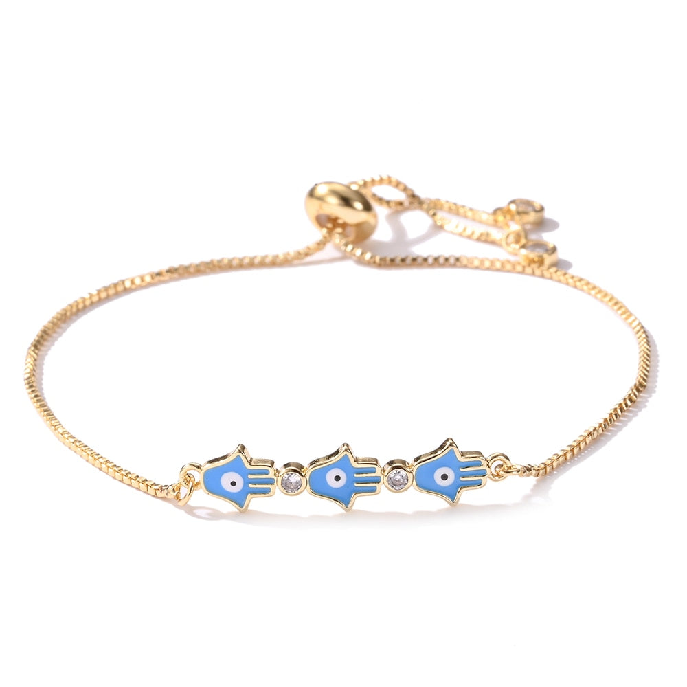 Hamsa Hand Enamel Charm Bracelet