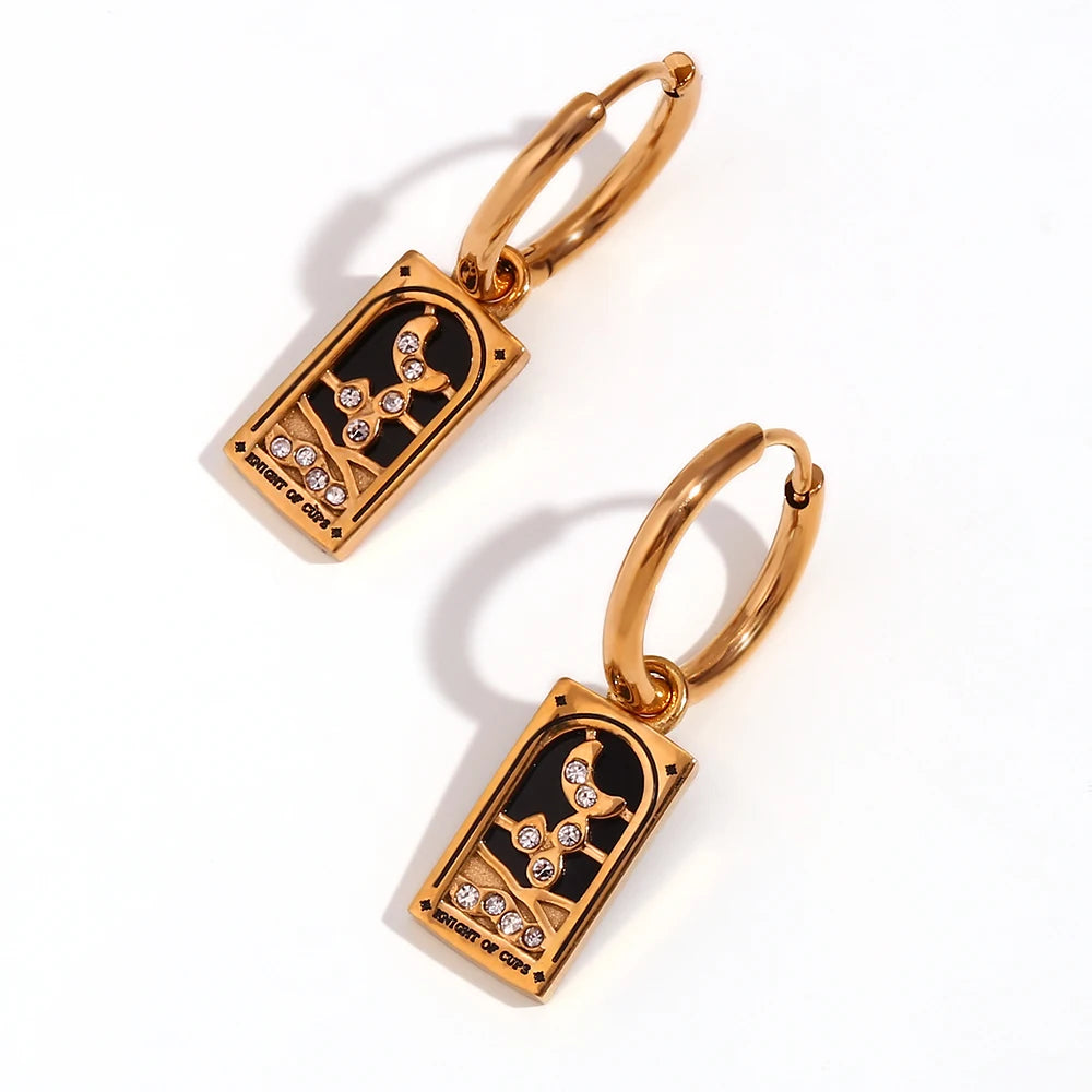 Tarot Card Hoop Earrings 18K Gold Plated