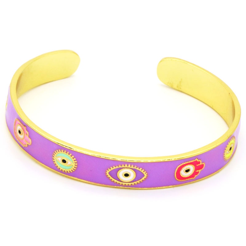 Evil Eye Adjustable Open Cuff Bangle