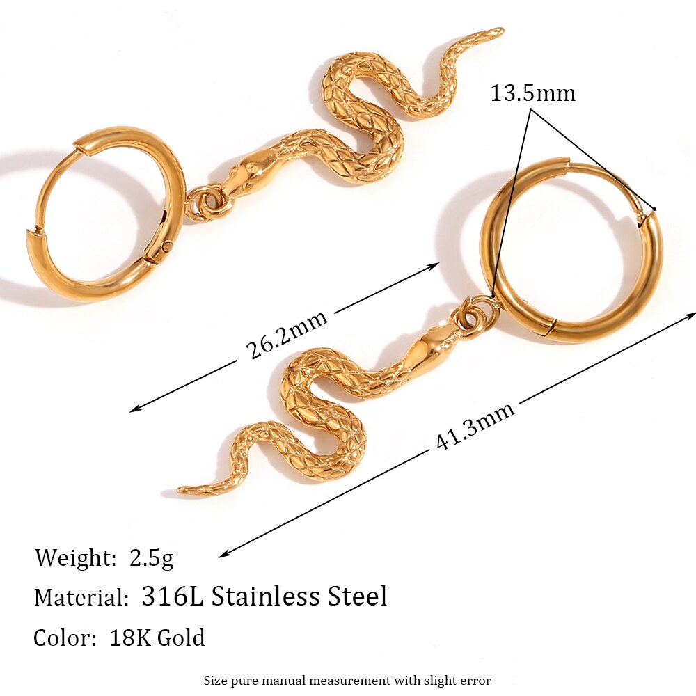 Snake Pendant Hoop Earrings