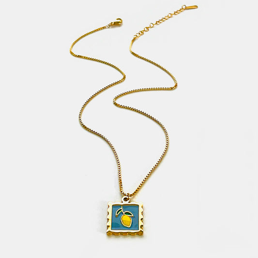 Fruit Square Pendant Necklace