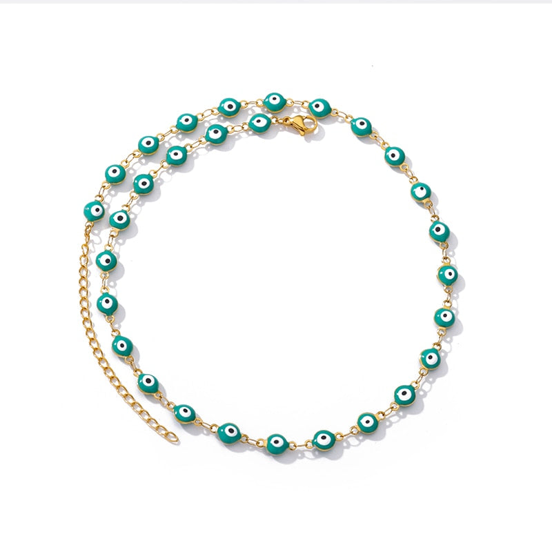 Dainty Enamel Evil Eye Choker Necklace