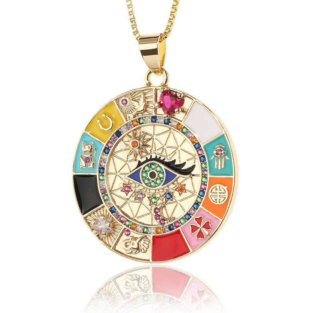 Multi-Element Evil Eye Pendant Necklace