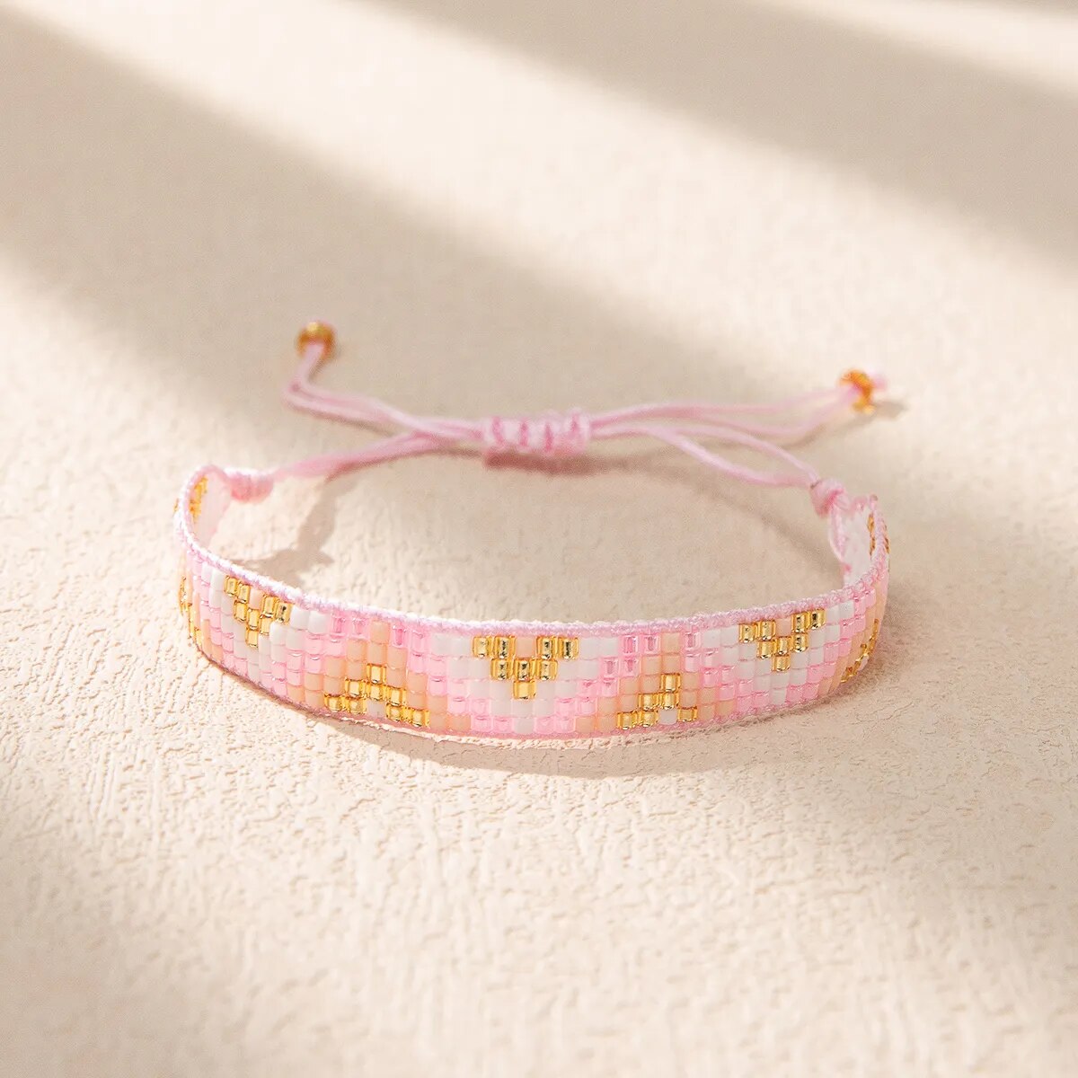 Pastel Geometric Beaded String Bracelet