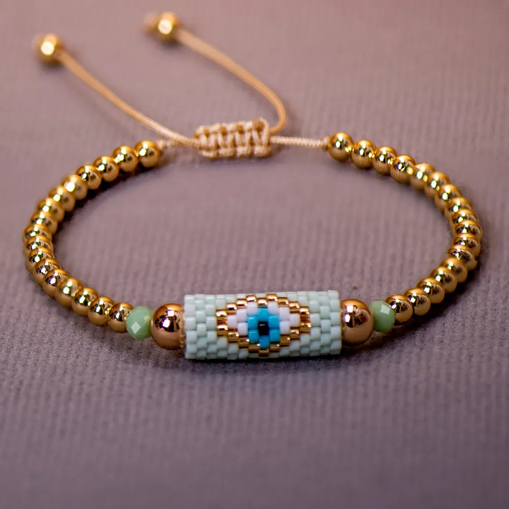 Boho Miyuki Bead Evil Eye Bracelet