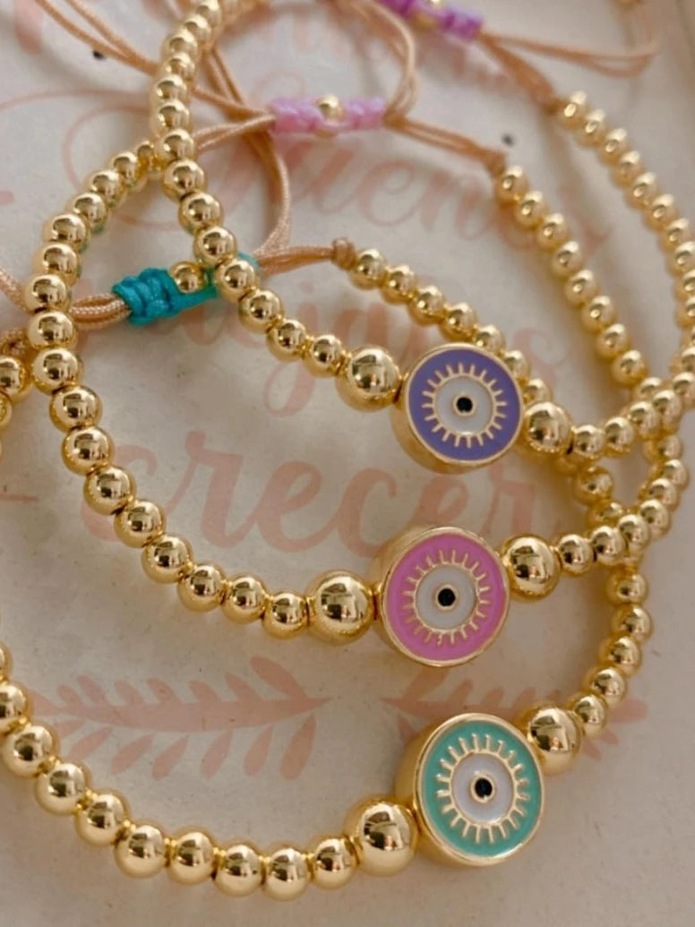 Pastel Evil Eye Beaded Bracelet