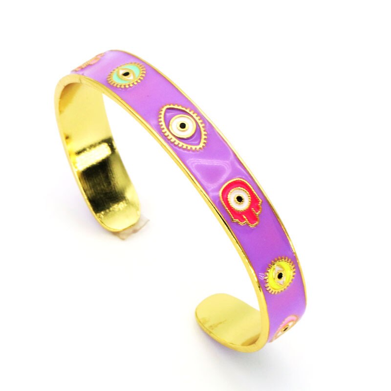 Evil Eye Adjustable Open Cuff Bangle