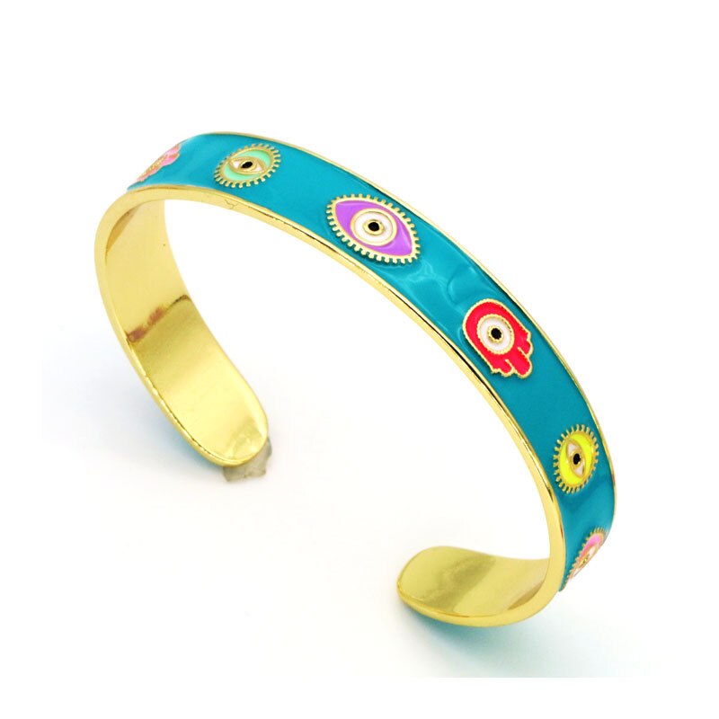 Evil Eye Adjustable Open Cuff Bangle