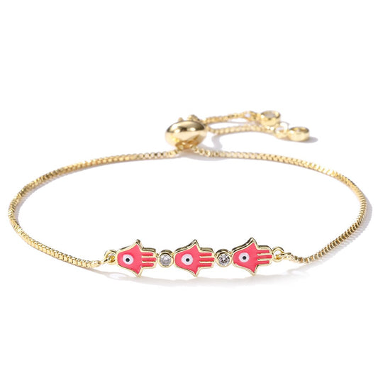 Hamsa Hand Enamel Charm Bracelet