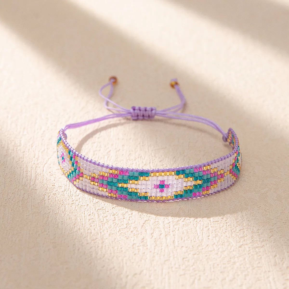 Pastel Geometric Beaded String Bracelet