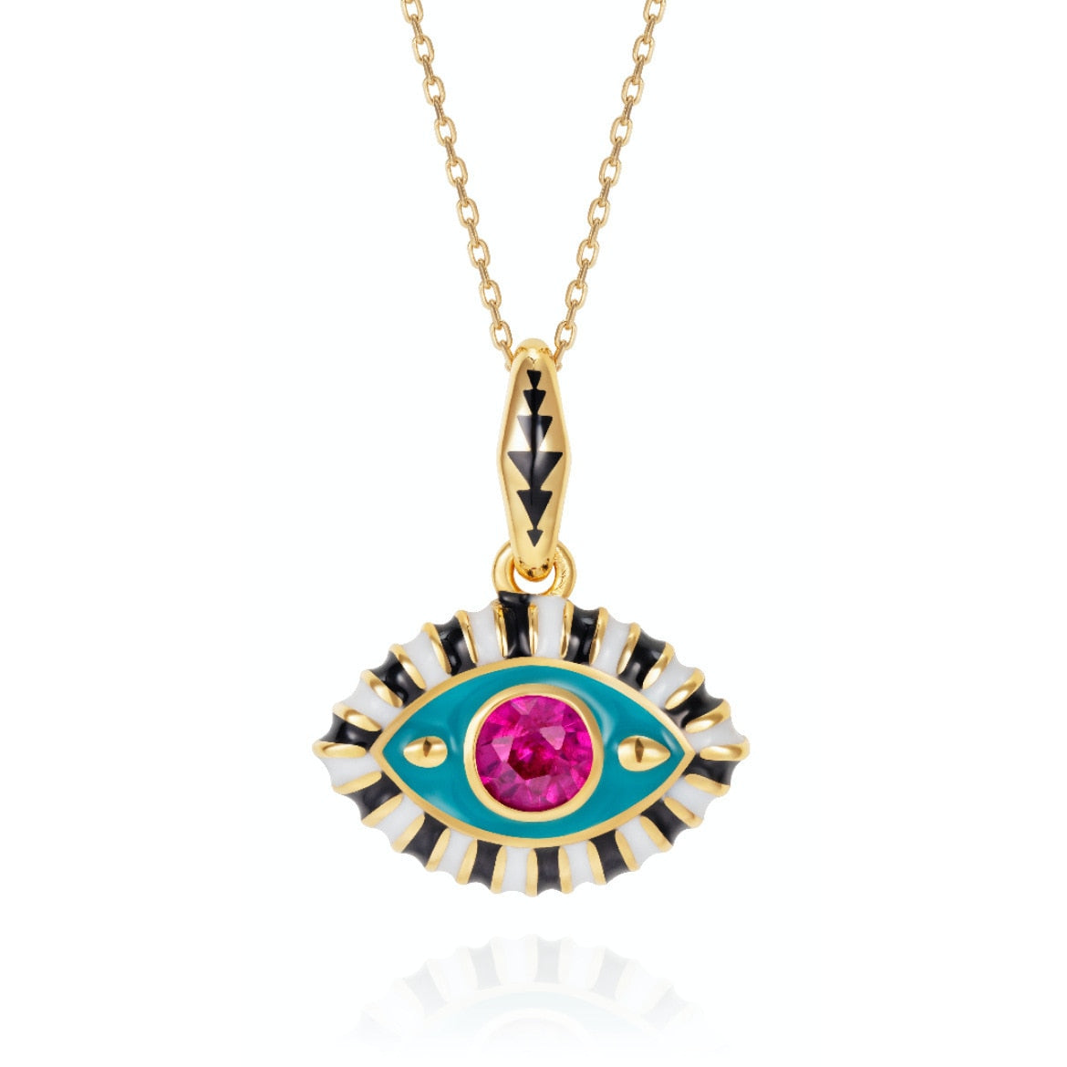 Colourful Zircon Evil Eye Necklace