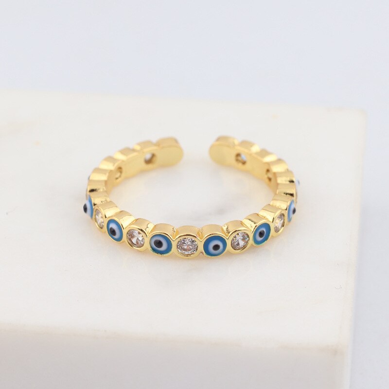 Evil Eye Zircon & Enamel Micro Ring