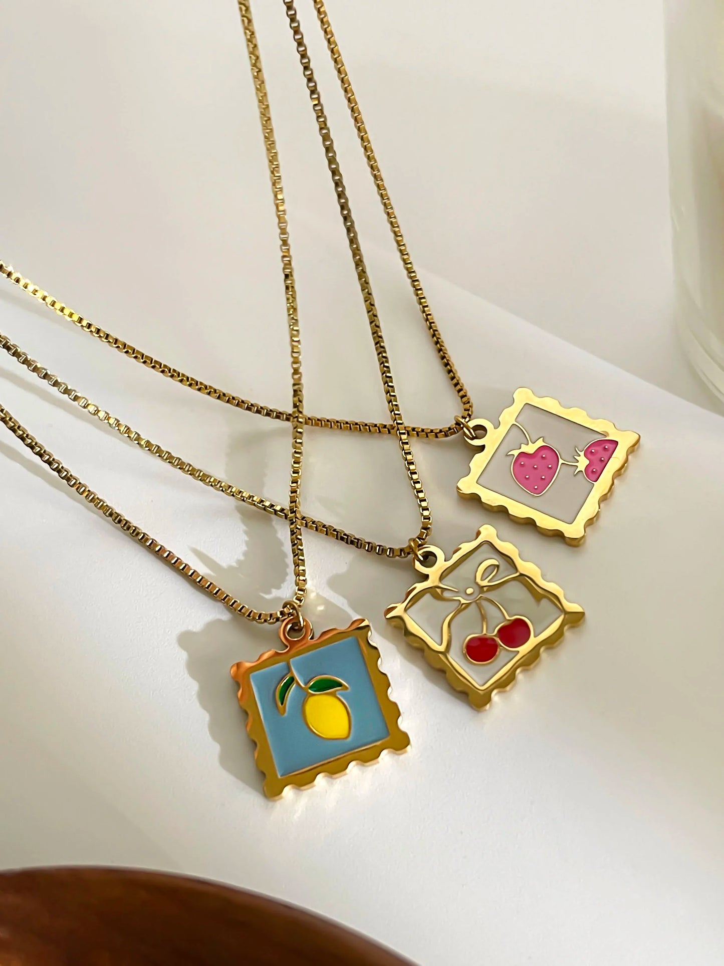 Fruit Square Pendant Necklace
