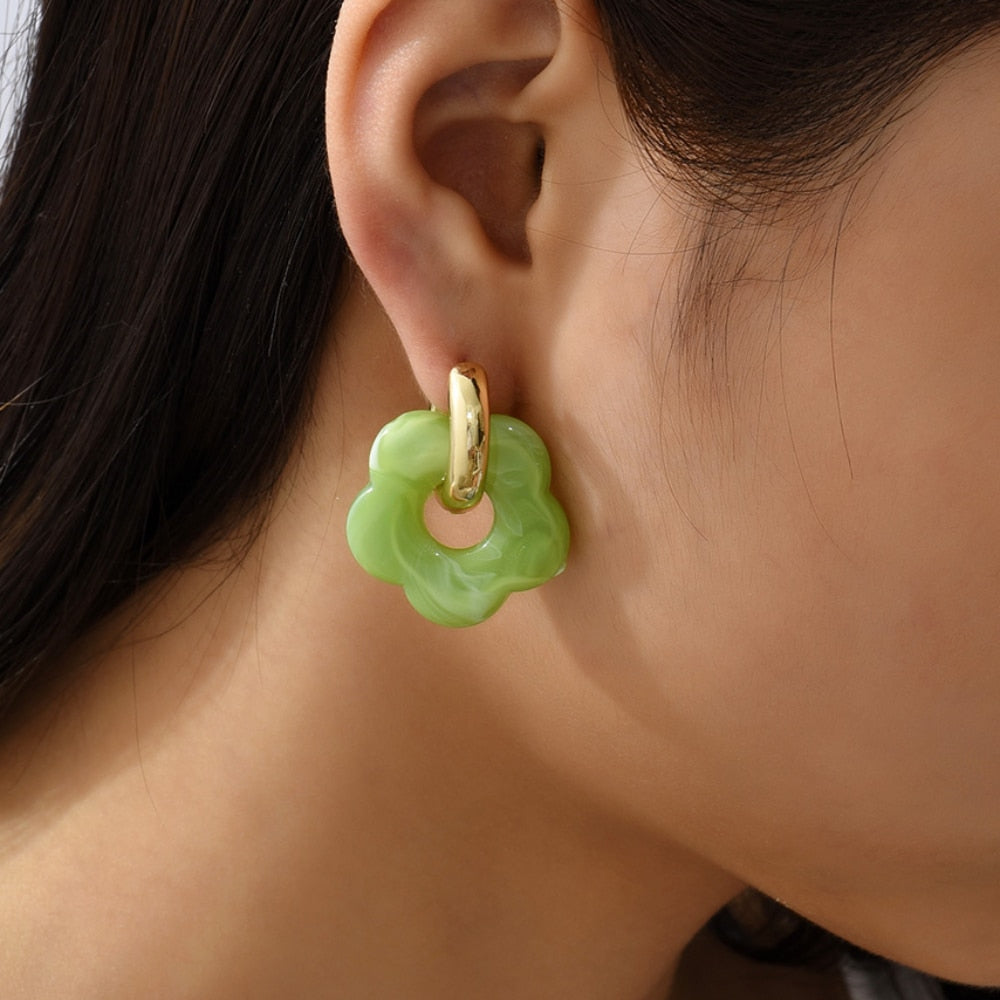 Acetate Flower Hoop Earrings