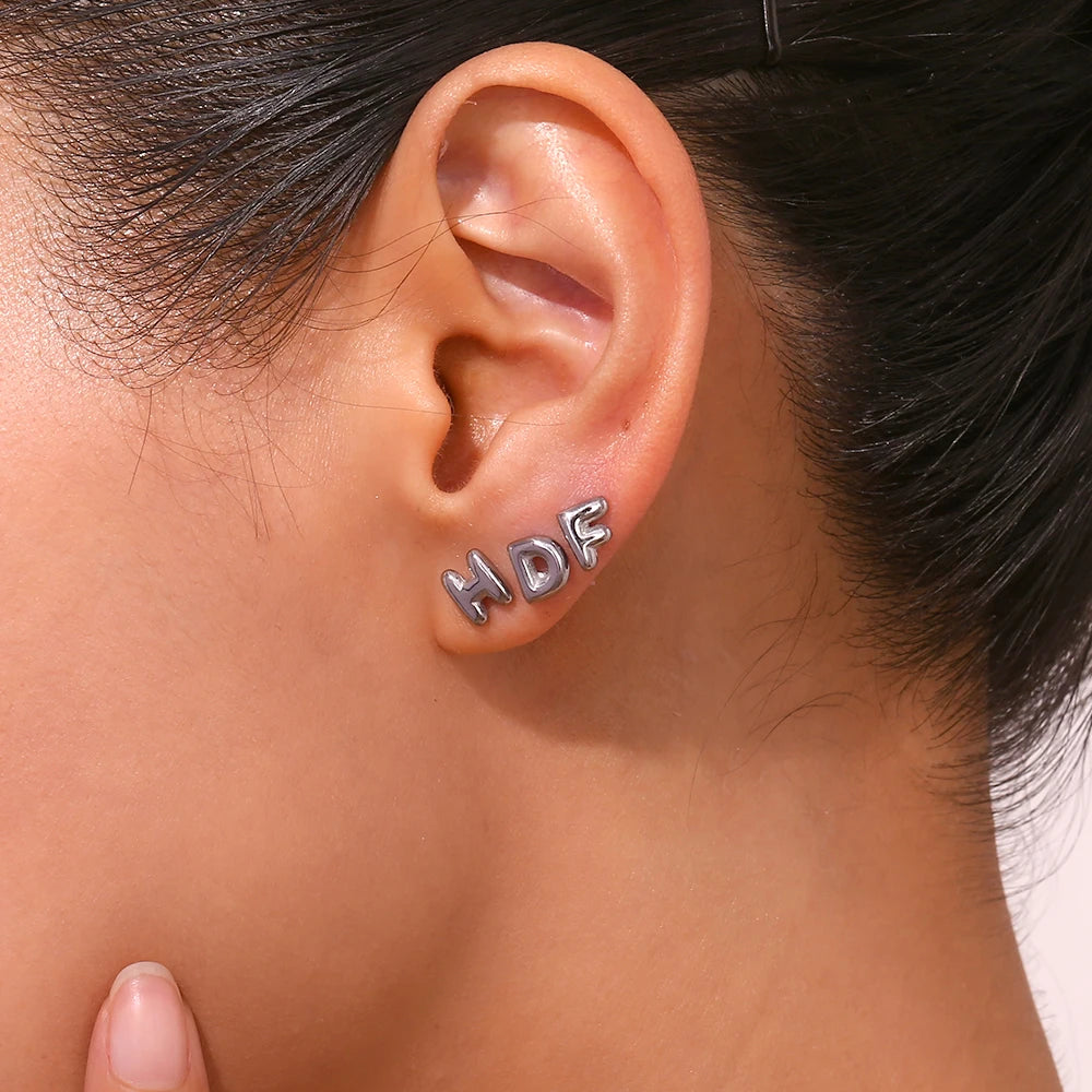 Mini Bubble Letter Stud Earrings