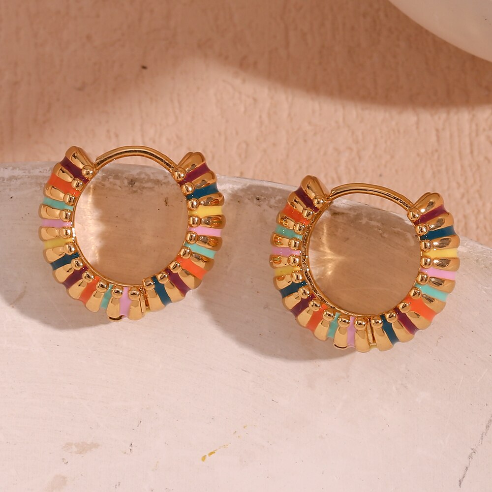 Rainbow Caterpillar Hoop Earrings