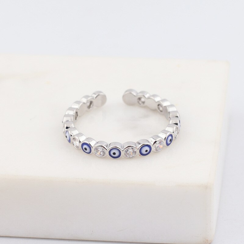 Evil Eye Zircon & Enamel Micro Ring