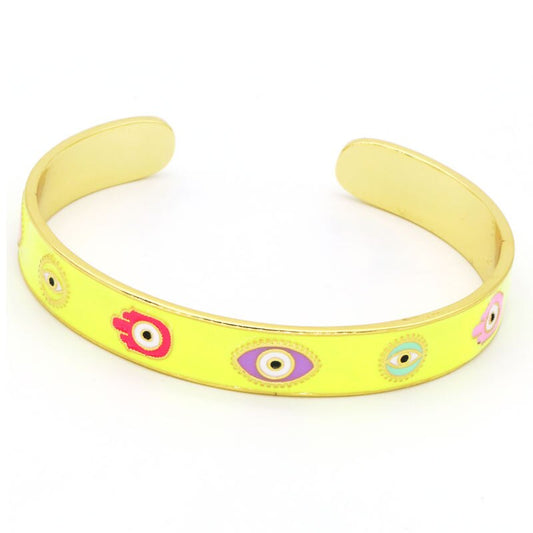 Evil Eye Adjustable Open Cuff Bangle