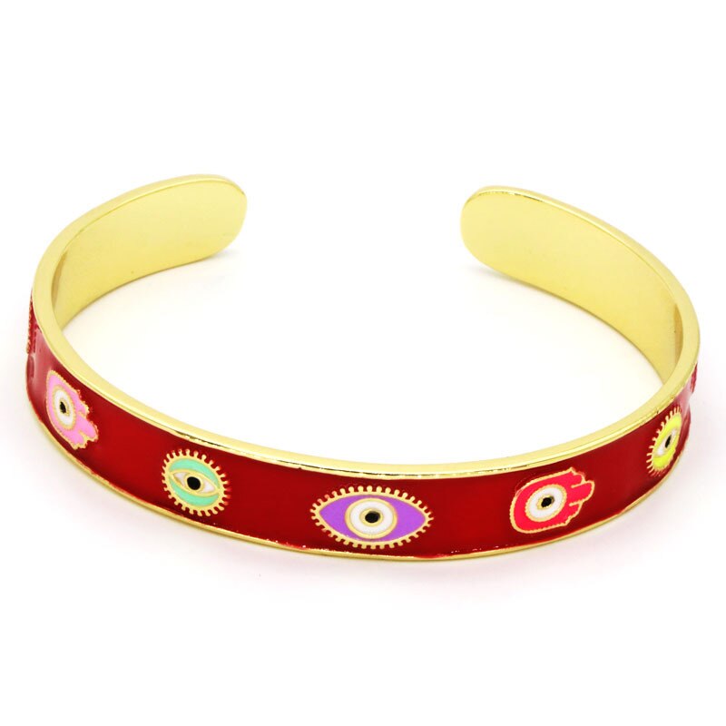 Evil Eye Adjustable Open Cuff Bangle