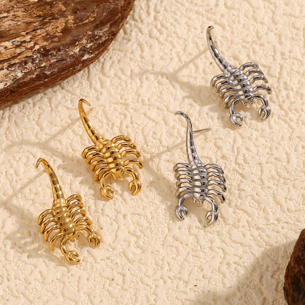 18K Gold Plated Scorpion Stud Earrings