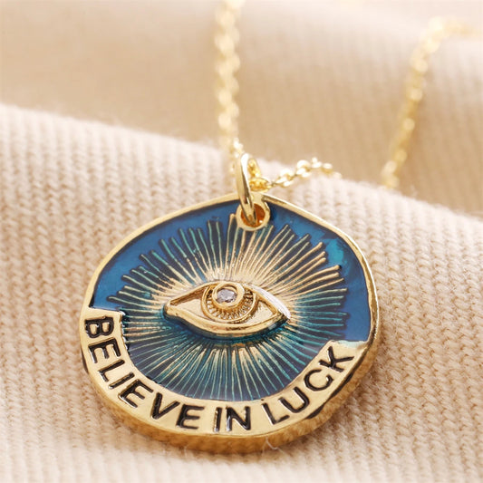 Believe in Luck Evil Eye Pendant Necklace