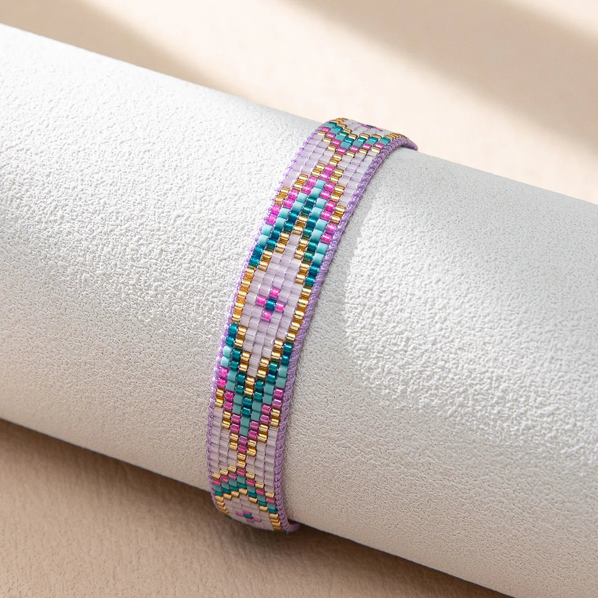 Pastel Geometric Beaded String Bracelet