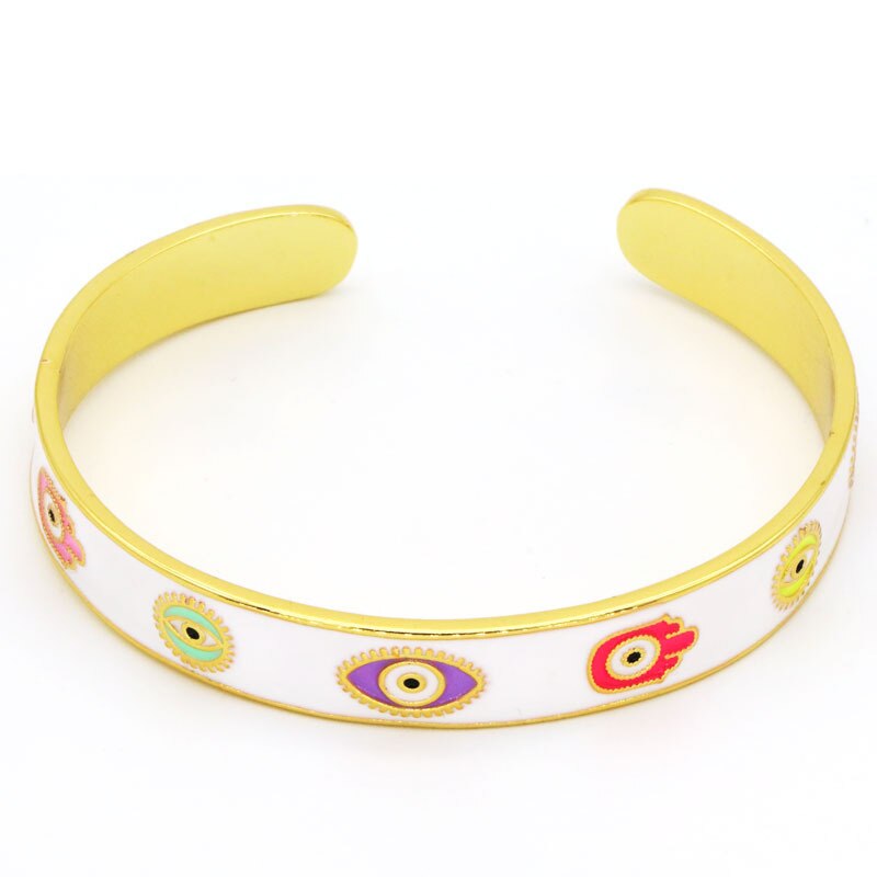 Evil Eye Adjustable Open Cuff Bangle