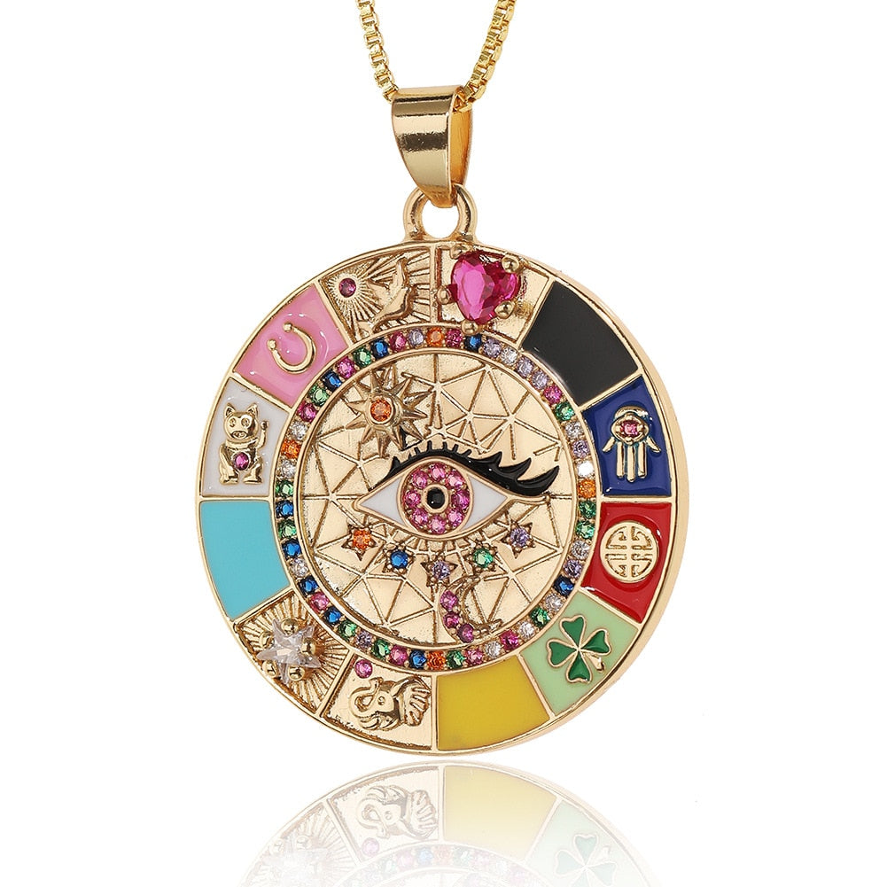 Multi-Element Evil Eye Pendant Necklace