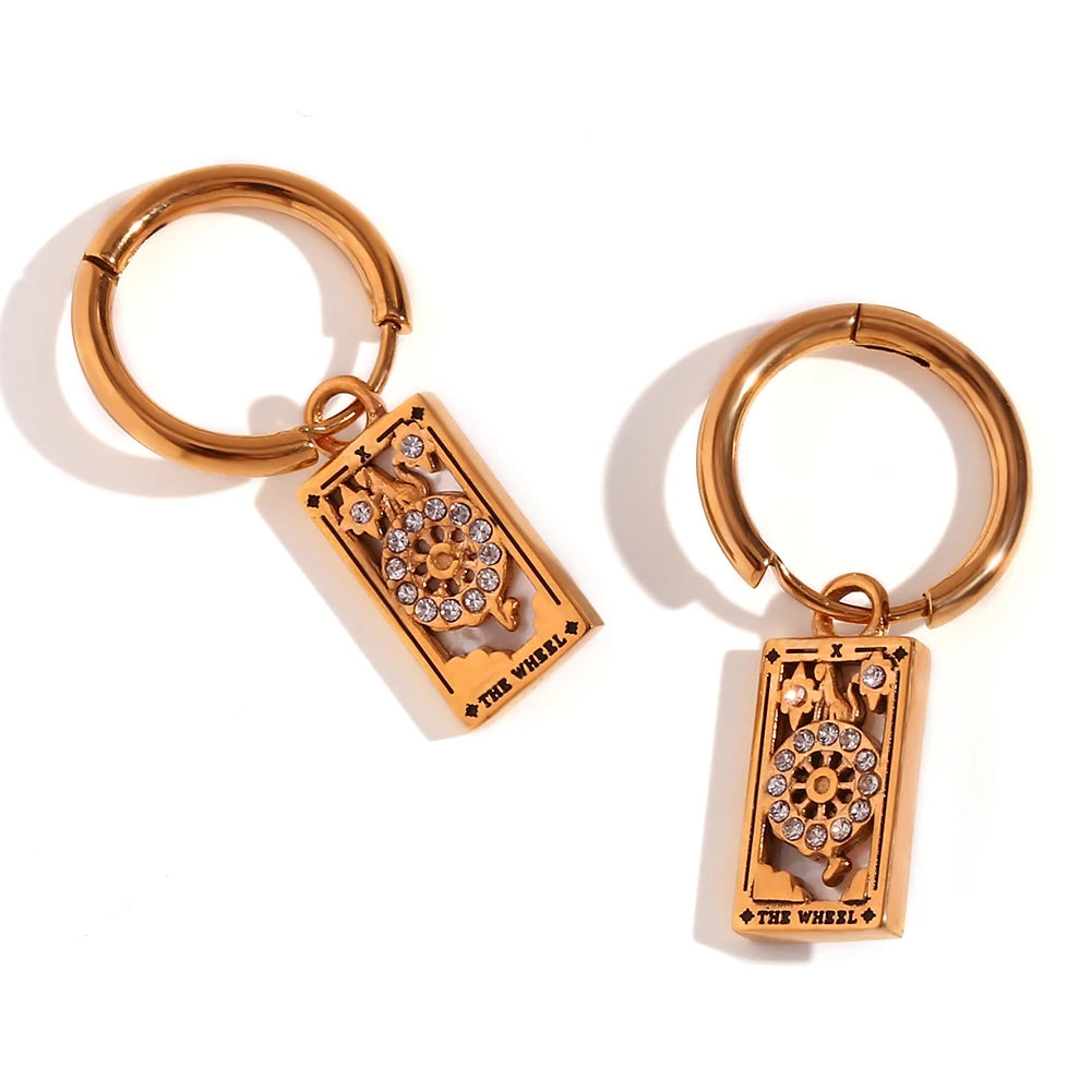 Tarot Card Hoop Earrings 18K Gold Plated