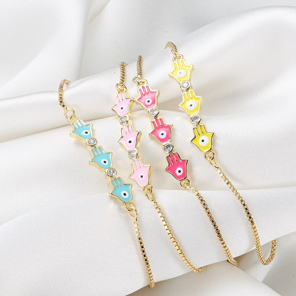 Hamsa Hand Enamel Charm Bracelet