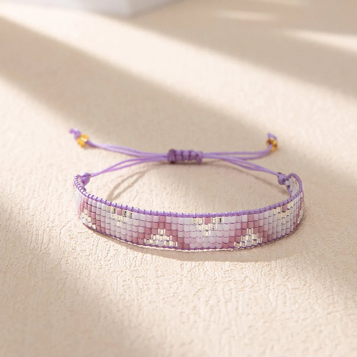 Pastel Geometric Beaded String Bracelet