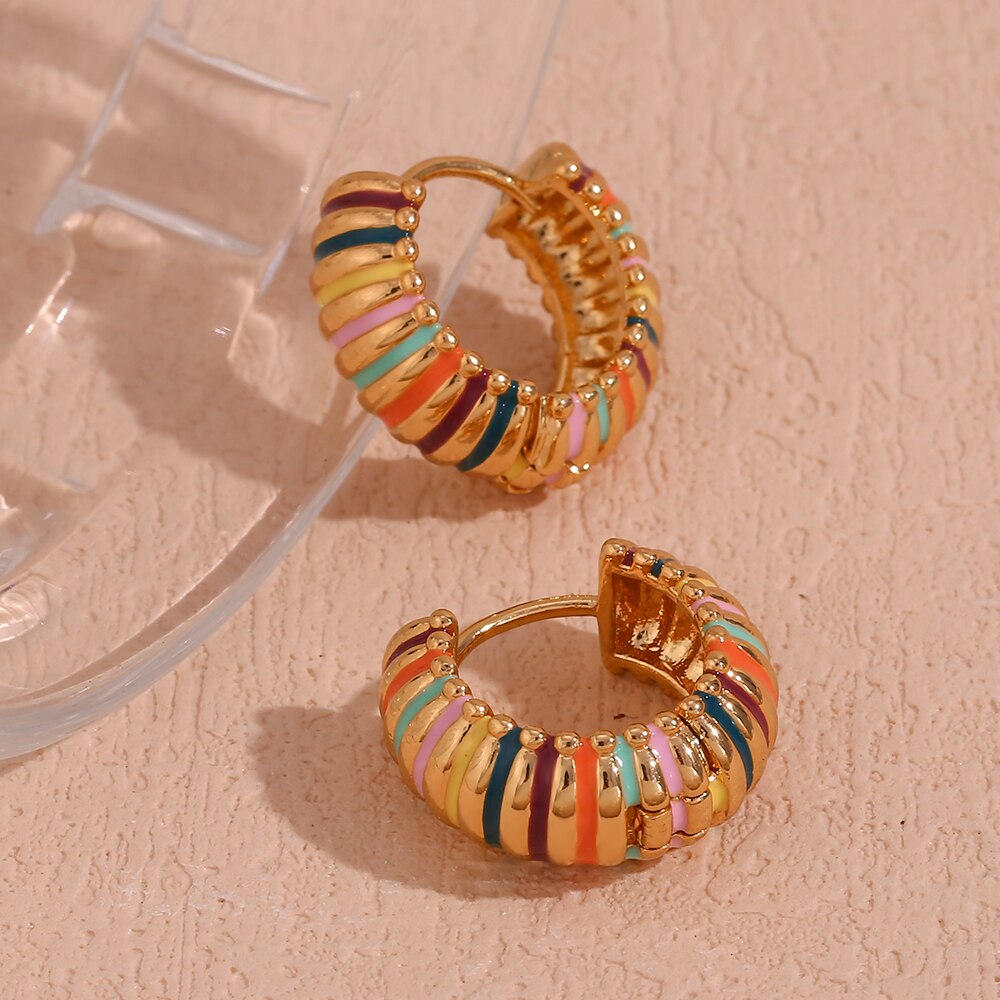 Rainbow Caterpillar Hoop Earrings