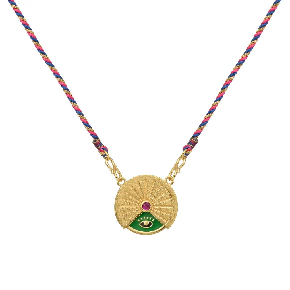 Lucky Tarot Coin Braided Rope Chain Necklace