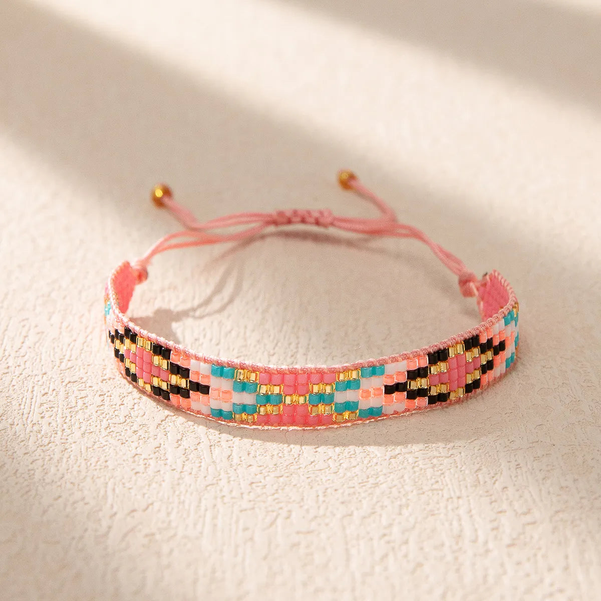 Pastel Geometric Beaded String Bracelet