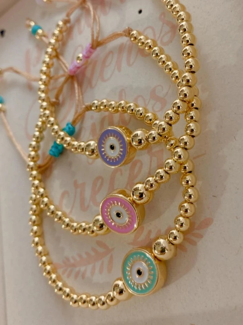 Pastel Evil Eye Beaded Bracelet