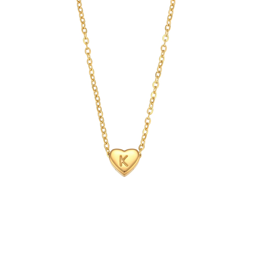 18k Gold Plated Mini Heart Letter Pendant Necklace