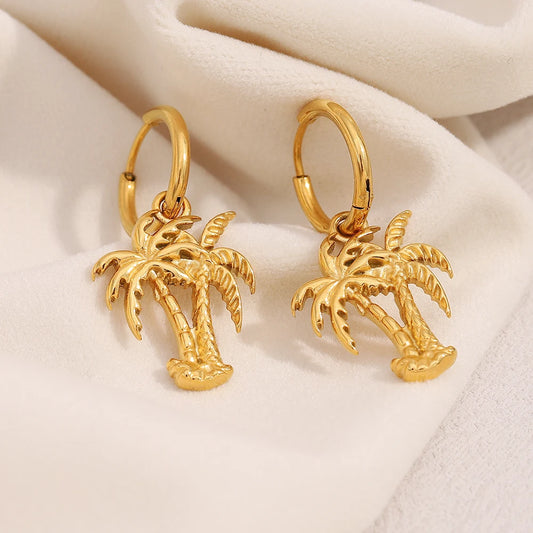 Coconut Tree Hoop Earrings