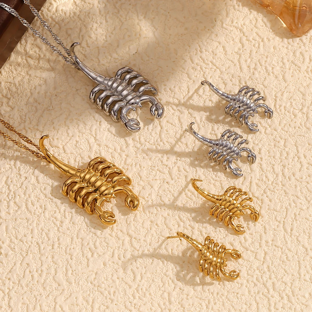 18K Gold Plated Scorpion Stud Earrings