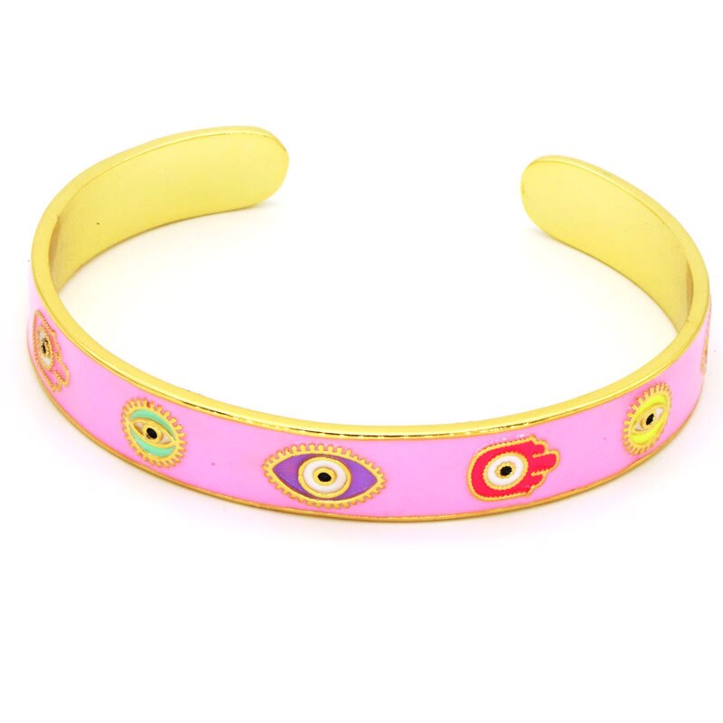 Evil Eye Adjustable Open Cuff Bangle