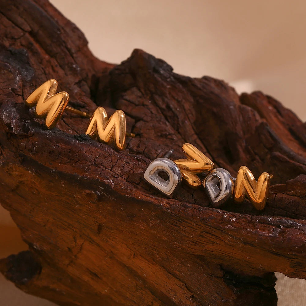 Mini Bubble Letter Stud Earrings