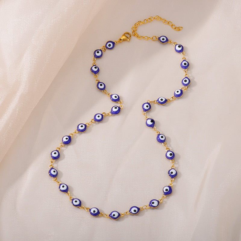 Dainty Enamel Evil Eye Choker Necklace