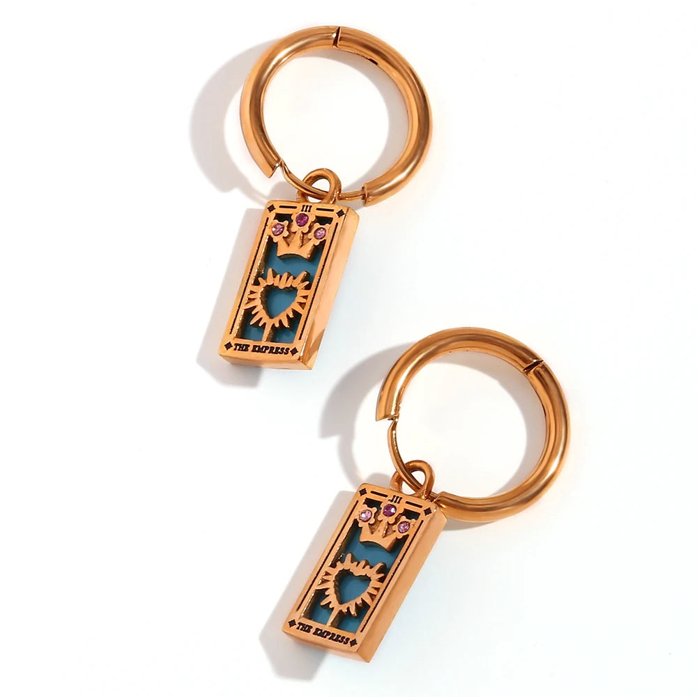 Tarot Card Hoop Earrings 18K Gold Plated